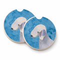 Blue Bedlington Terrier Set of 2 Cup Holder Car Coasters Absorbent Round Sandstone Coasters Gifts for Men or Women, 2.5, Multicolor