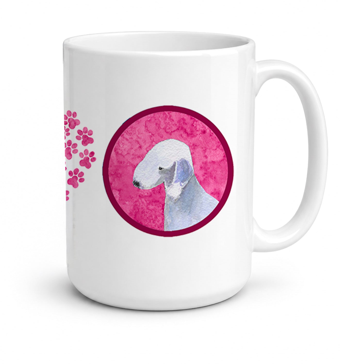 Pink Bedlington Terrier Ceramic Coffee Mug 15 oz Decorative Large C Handle Mug Cup for Tea, Cocoa Hot Chocolate