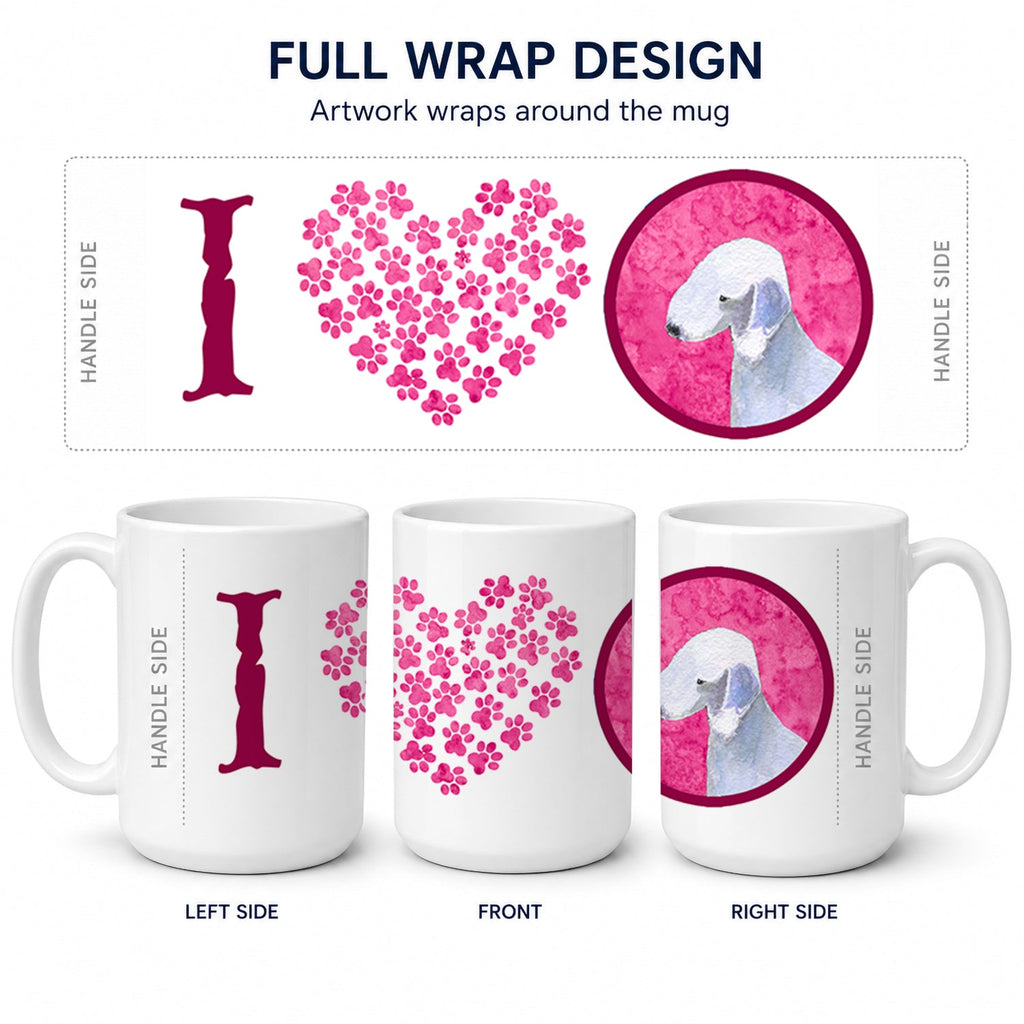 Pink Bedlington Terrier Ceramic Coffee Mug 15 oz Decorative Large C Handle Mug Cup for Tea, Cocoa Hot Chocolate
