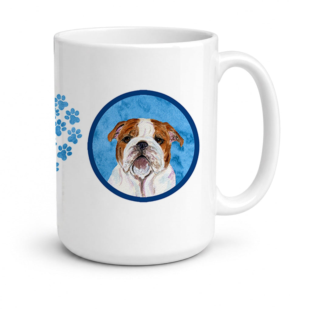 Blue English Bulldog Ceramic Coffee Mug 15 oz Decorative Large C Handle Mug Cup for Tea, Cocoa Hot Chocolate