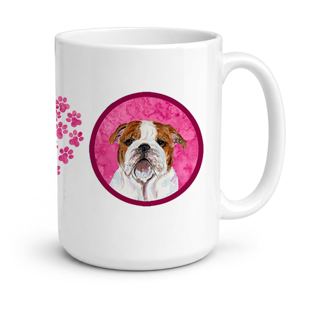 Pink English Bulldog Ceramic Coffee Mug 15 oz Decorative Large C Handle Mug Cup for Tea, Cocoa Hot Chocolate