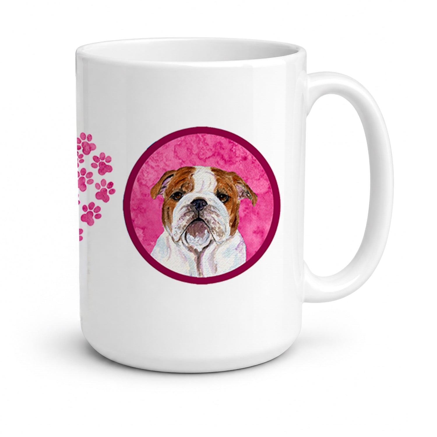 Pink English Bulldog Ceramic Coffee Mug 15 oz Decorative Large C Handle Mug Cup for Tea, Cocoa Hot Chocolate