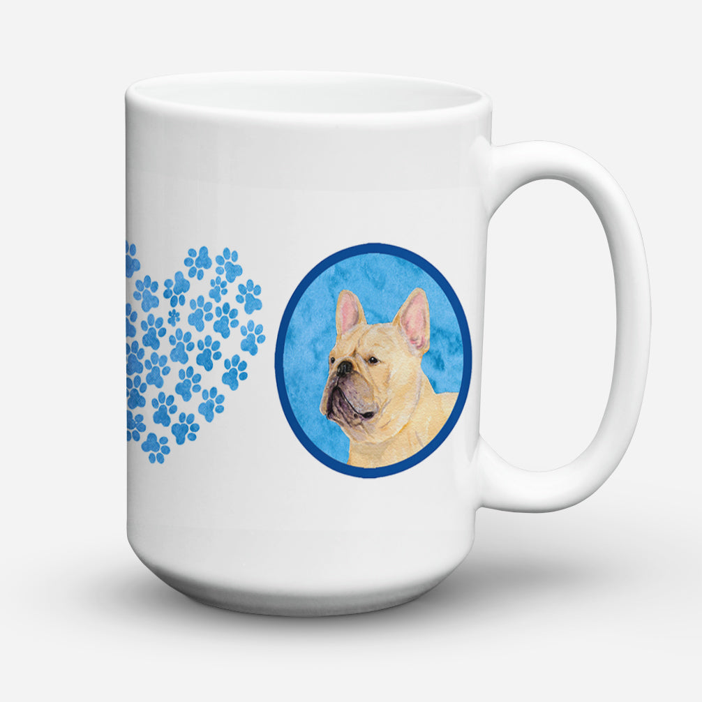 Blue French Bulldog Ceramic Coffee Mug 15 oz Decorative Large C Handle Mug Cup for Tea, Cocoa Hot Chocolate
