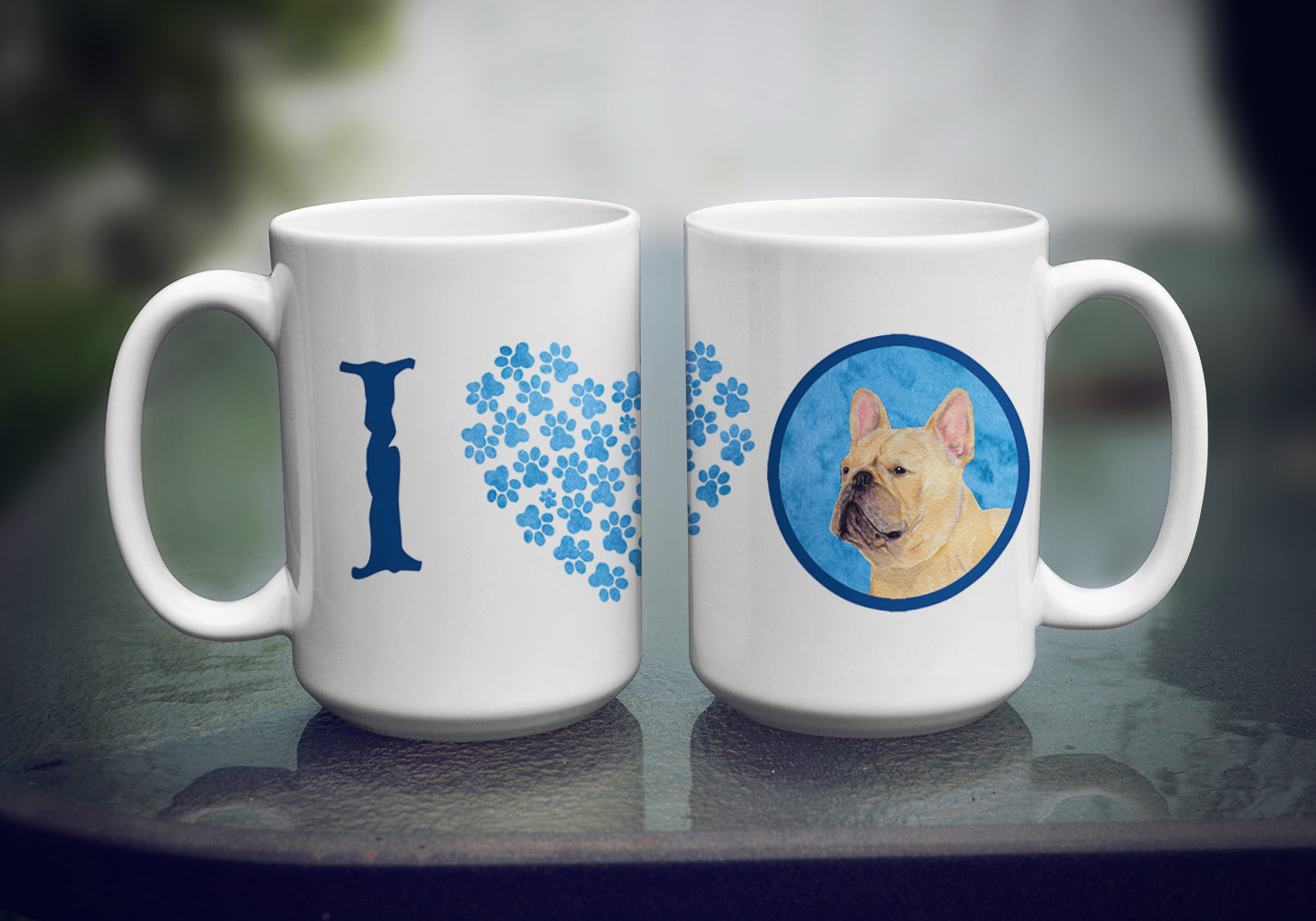 Blue French Bulldog Ceramic Coffee Mug 15 oz Decorative Large C Handle Mug Cup for Tea, Cocoa Hot Chocolate