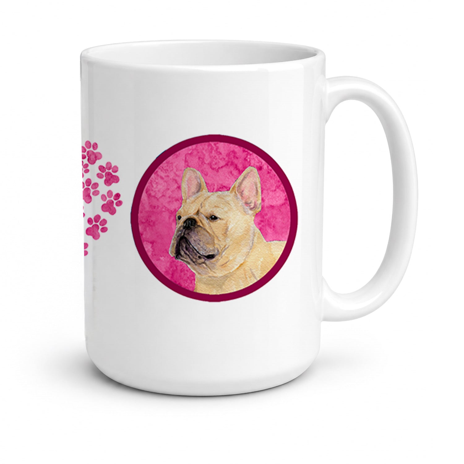 Pink French Bulldog Ceramic Coffee Mug 15 oz Decorative Large C Handle Mug Cup for Tea, Cocoa Hot Chocolate