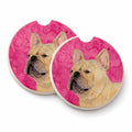 Pink French Bulldog Set of 2 Cup Holder Car Coasters Absorbent Round Sandstone Coasters Gifts for Men or Women, 2.5, Multicolor