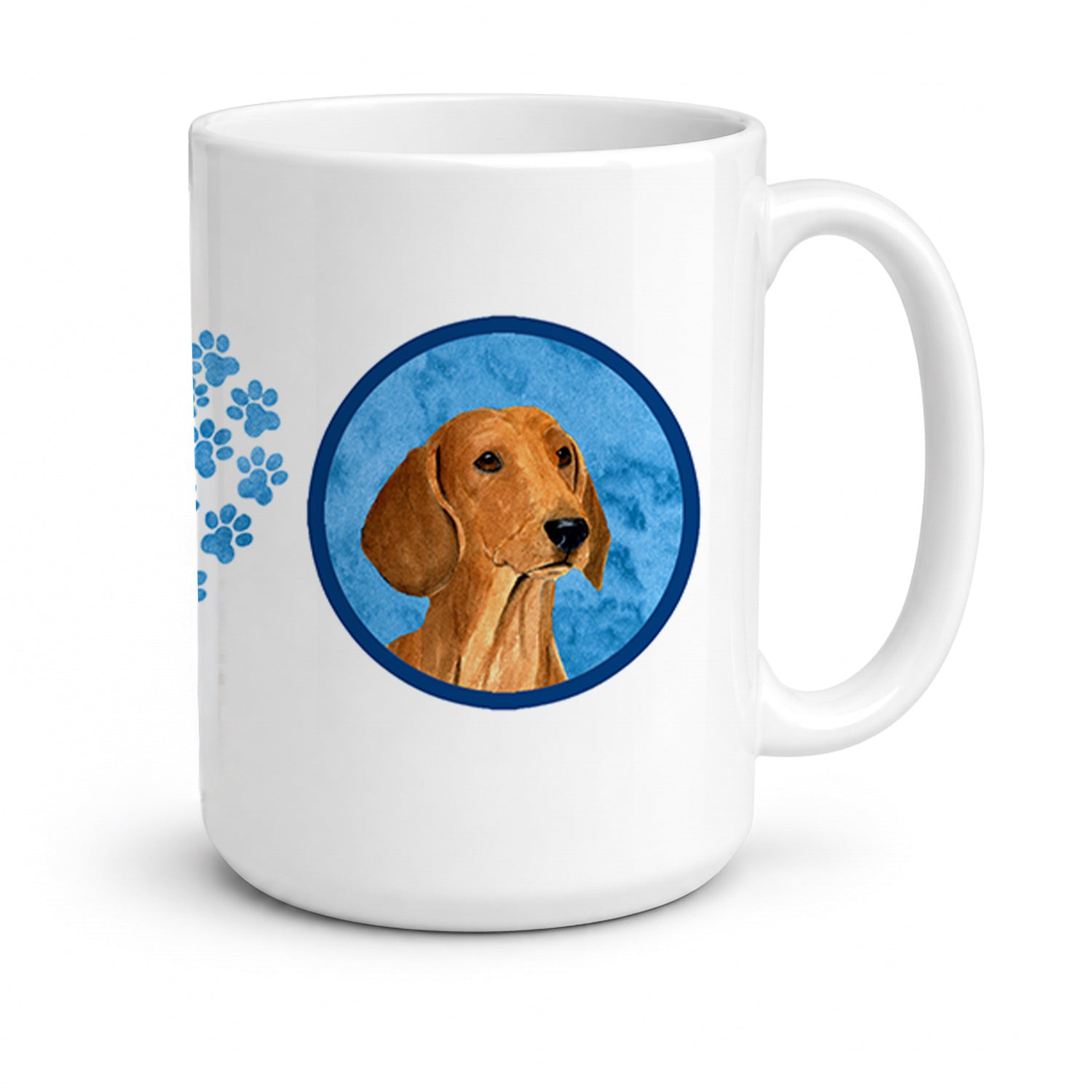 Blue Red Smooth Dachshund Ceramic Coffee Mug 15 oz Decorative Large C Handle Mug Cup for Tea, Cocoa Hot Chocolate