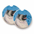 Blue Keeshond Set of 2 Cup Holder Car Coasters Absorbent Round Sandstone Coasters Gifts for Men or Women, 2.5, Multicolor