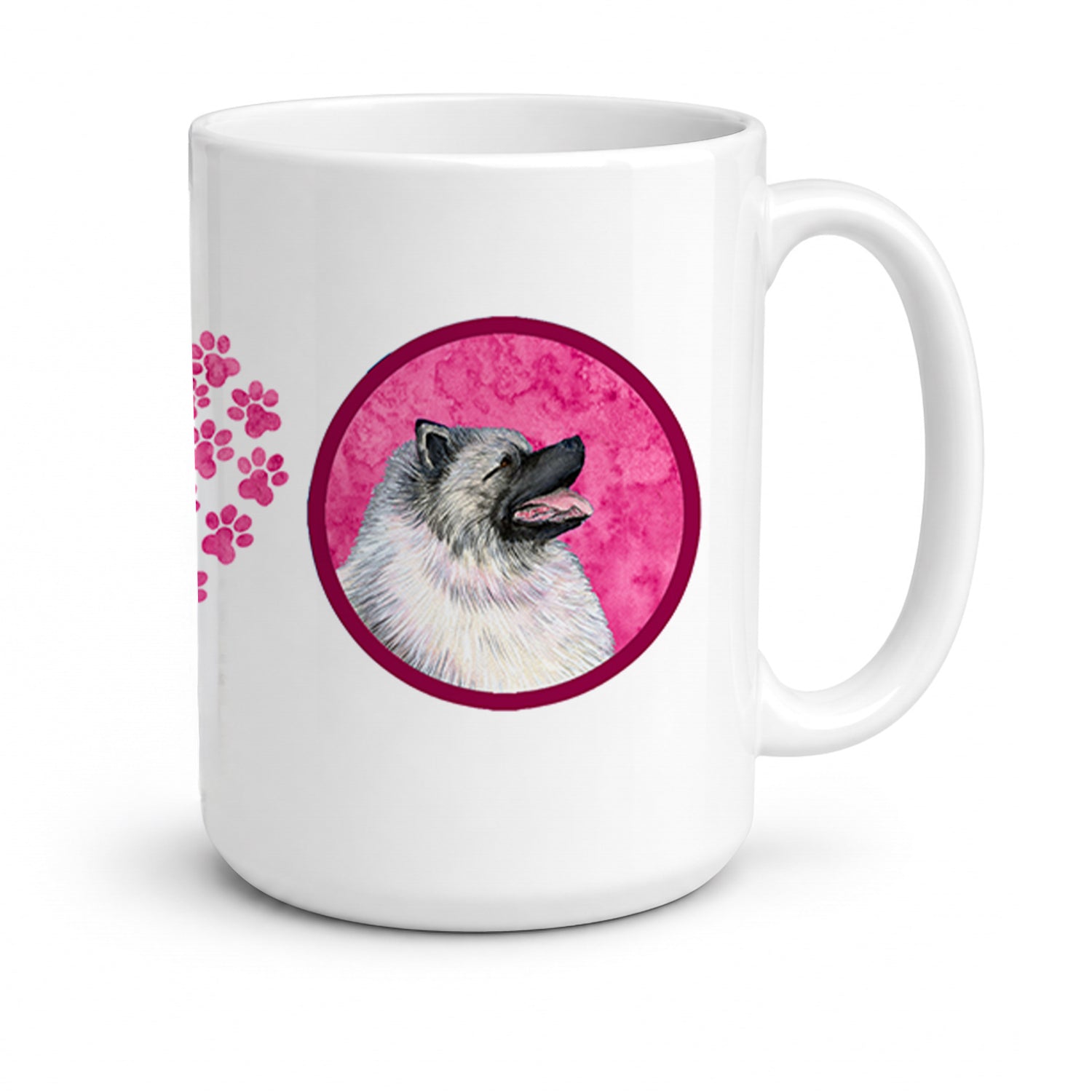 Pink Keeshond Ceramic Coffee Mug 15 oz Decorative Large C Handle Mug Cup for Tea, Cocoa Hot Chocolate