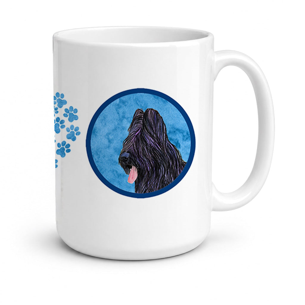 Blue Briard Ceramic Coffee Mug 15 oz Decorative Large C Handle Mug Cup for Tea, Cocoa Hot Chocolate