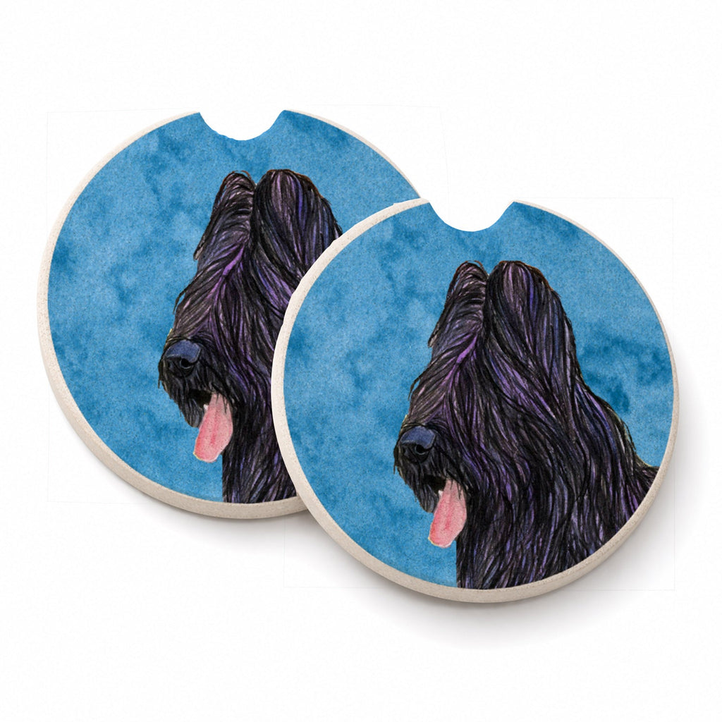 Blue Briard Set of 2 Cup Holder Car Coasters Absorbent Round Sandstone Coasters Gifts for Men or Women, 2.5, Multicolor