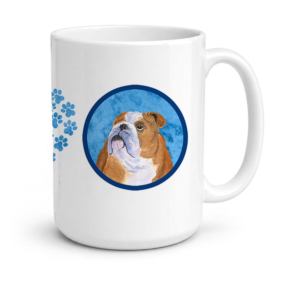 Blue English Bulldog Ceramic Coffee Mug 15 oz Decorative Large C Handle Mug Cup for Tea, Cocoa Hot Chocolate