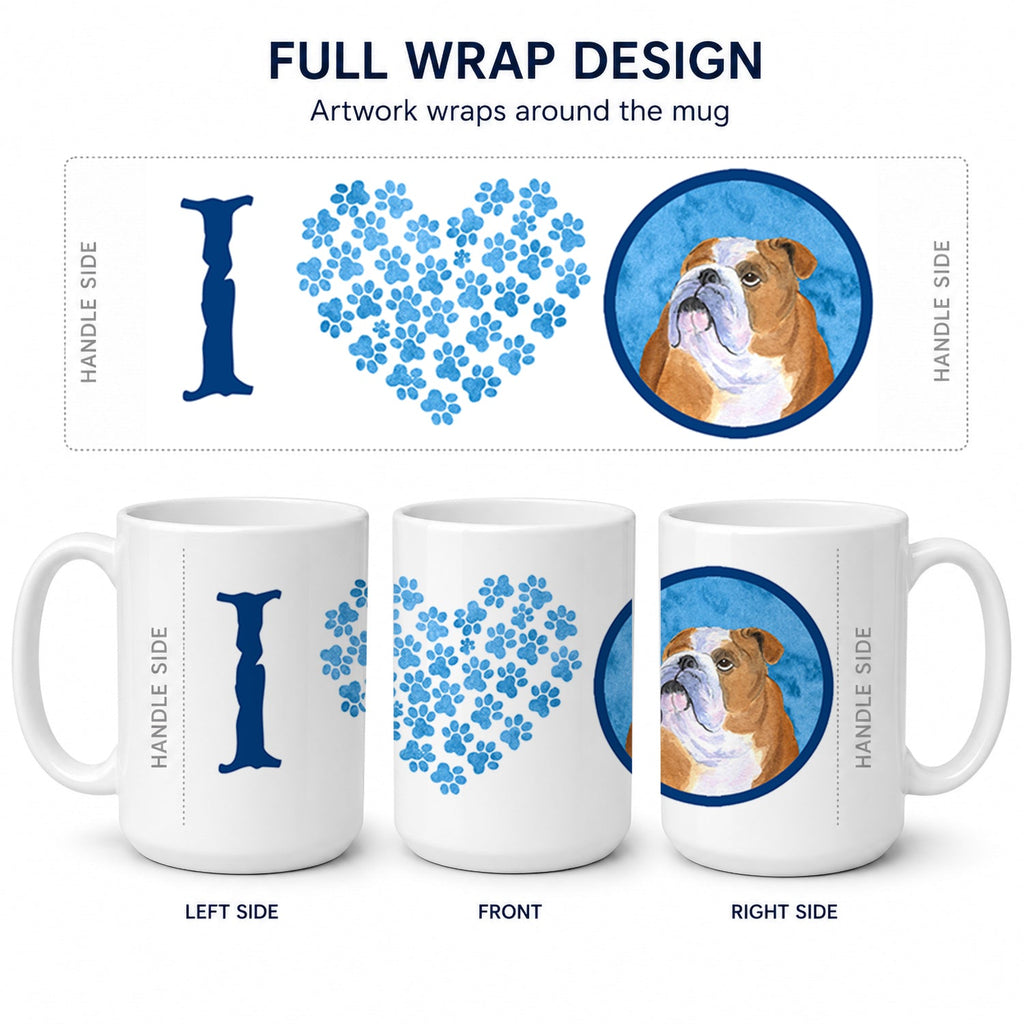 Blue English Bulldog Ceramic Coffee Mug 15 oz Decorative Large C Handle Mug Cup for Tea, Cocoa Hot Chocolate