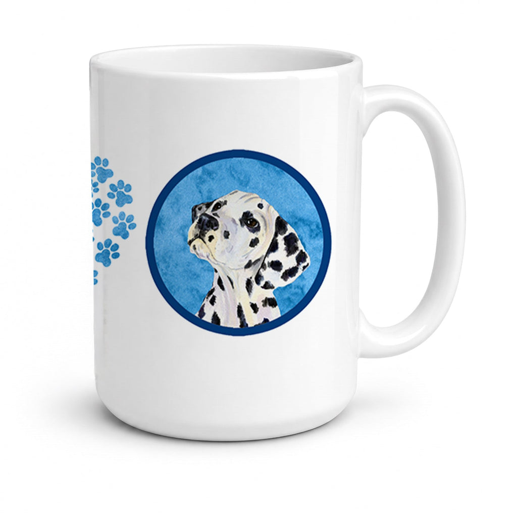 Blue Dalmatian Ceramic Coffee Mug 15 oz Decorative Large C Handle Mug Cup for Tea, Cocoa Hot Chocolate