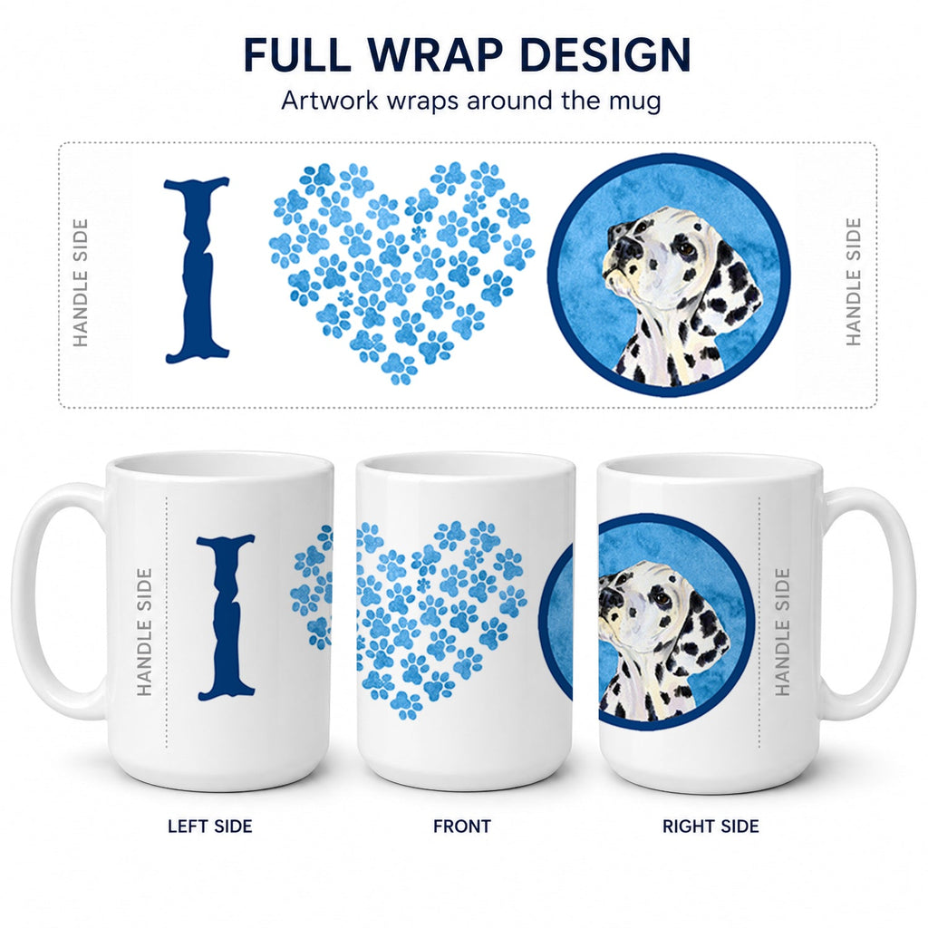 Blue Dalmatian Ceramic Coffee Mug 15 oz Decorative Large C Handle Mug Cup for Tea, Cocoa Hot Chocolate