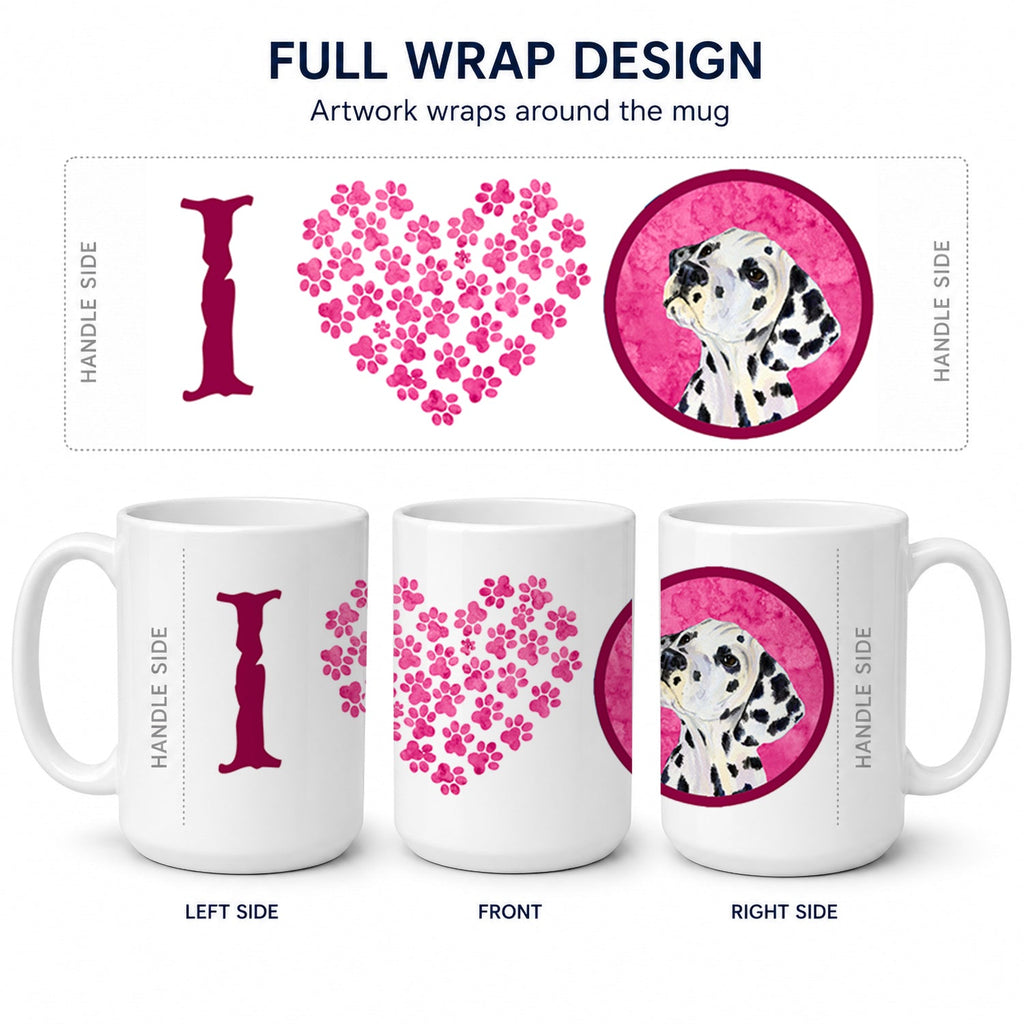 Pink Dalmatian Ceramic Coffee Mug 15 oz Decorative Large C Handle Mug Cup for Tea, Cocoa Hot Chocolate