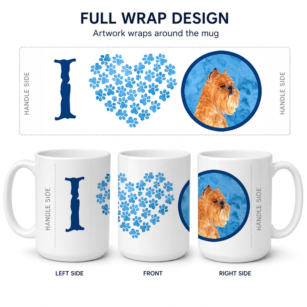 Blue Brussels Griffon Ceramic Coffee Mug 15 oz Decorative Large C Handle Mug Cup for Tea, Cocoa Hot Chocolate