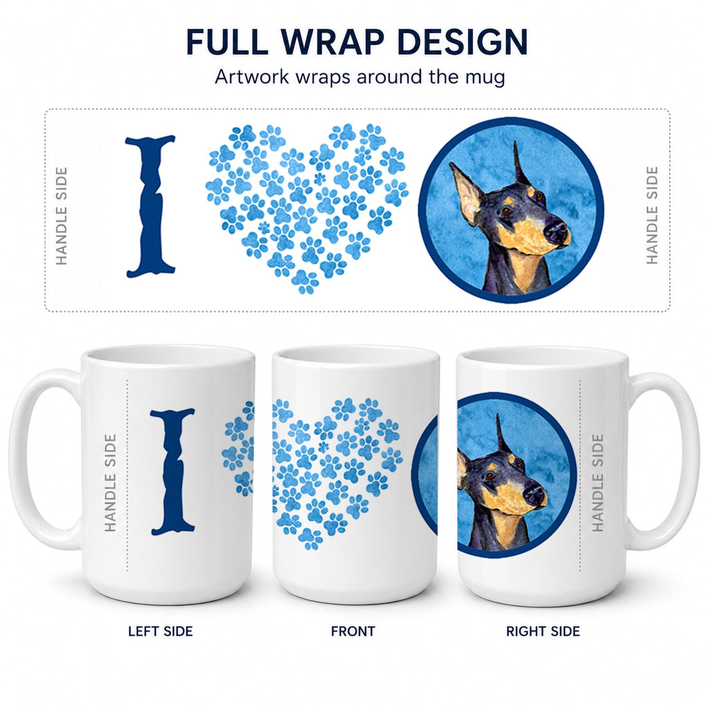 Blue Doberman Ceramic Coffee Mug 15 oz Decorative Large C Handle Mug Cup for Tea, Cocoa Hot Chocolate