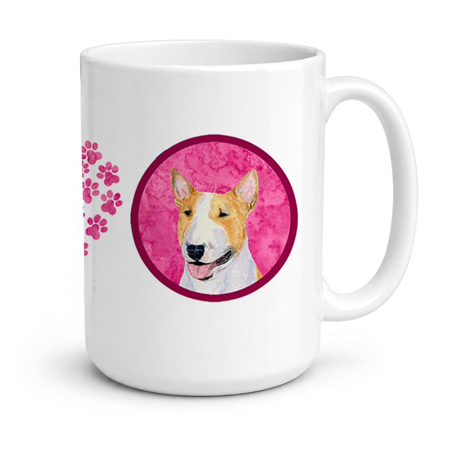 Pink Bull Terrier Ceramic Coffee Mug 15 oz Decorative Large C Handle Mug Cup for Tea, Cocoa Hot Chocolate