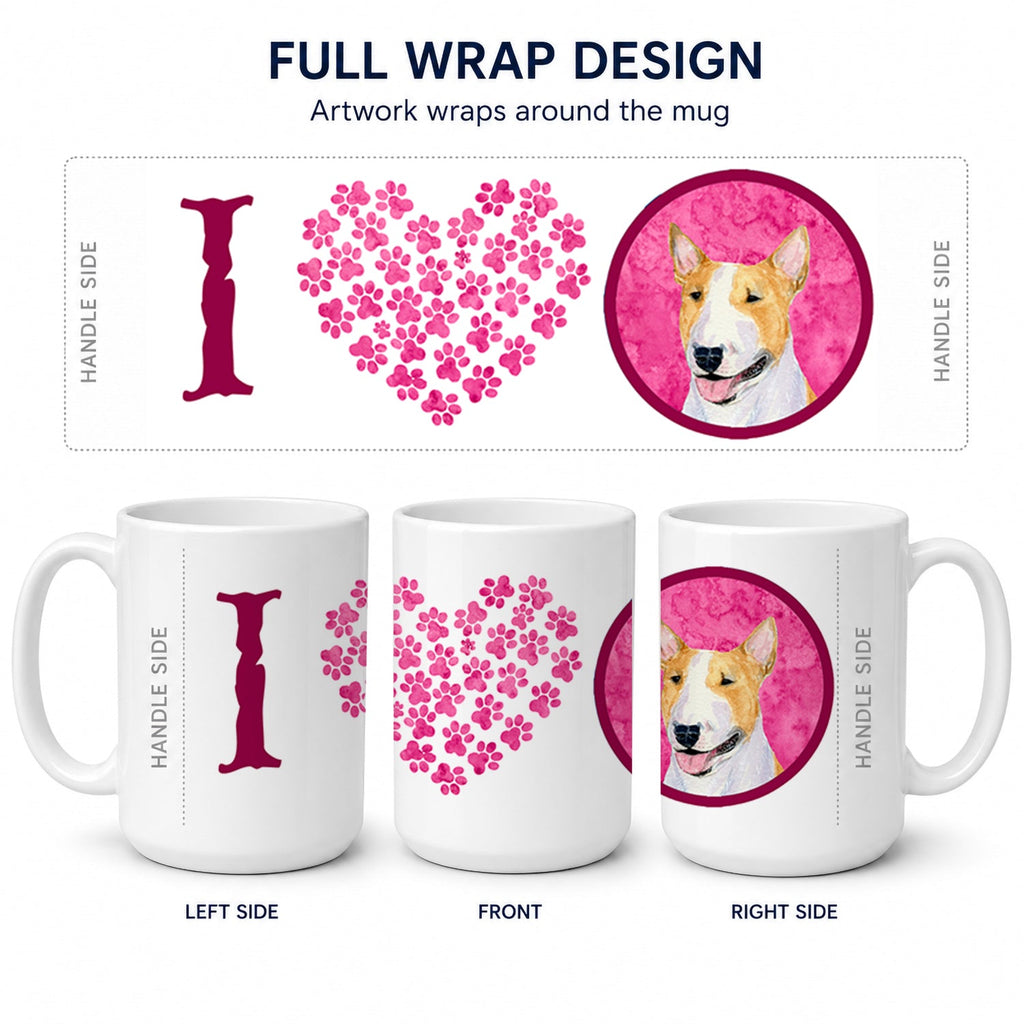 Pink Bull Terrier Ceramic Coffee Mug 15 oz Decorative Large C Handle Mug Cup for Tea, Cocoa Hot Chocolate