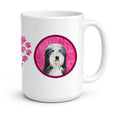 Pink Bearded Collie Ceramic Coffee Mug 15 oz Decorative Large C Handle Mug Cup for Tea, Cocoa Hot Chocolate