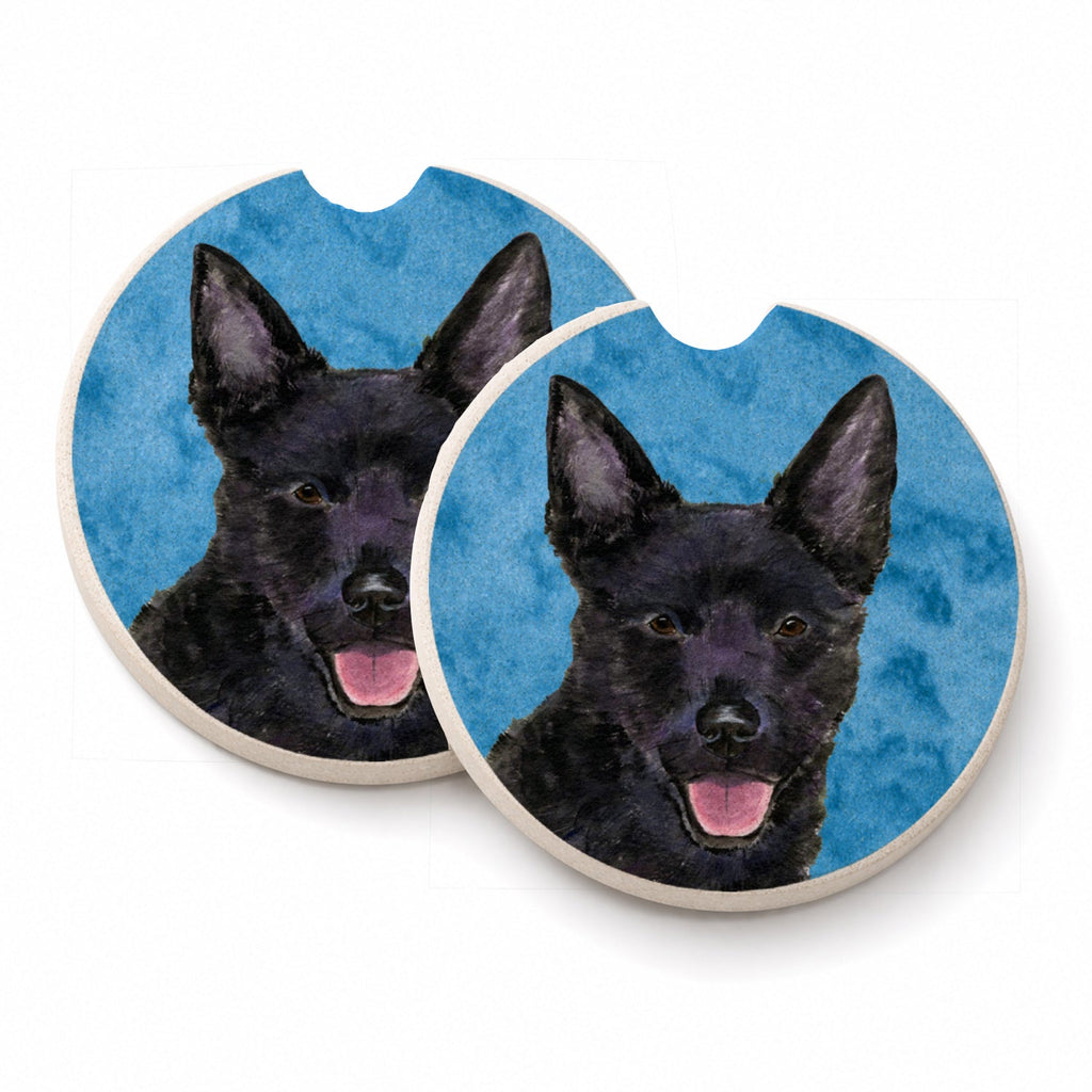 Blue Australian Kelpie Set of 2 Cup Holder Car Coasters Absorbent Round Sandstone Coasters Gifts for Men or Women, 2.5, Multicolor