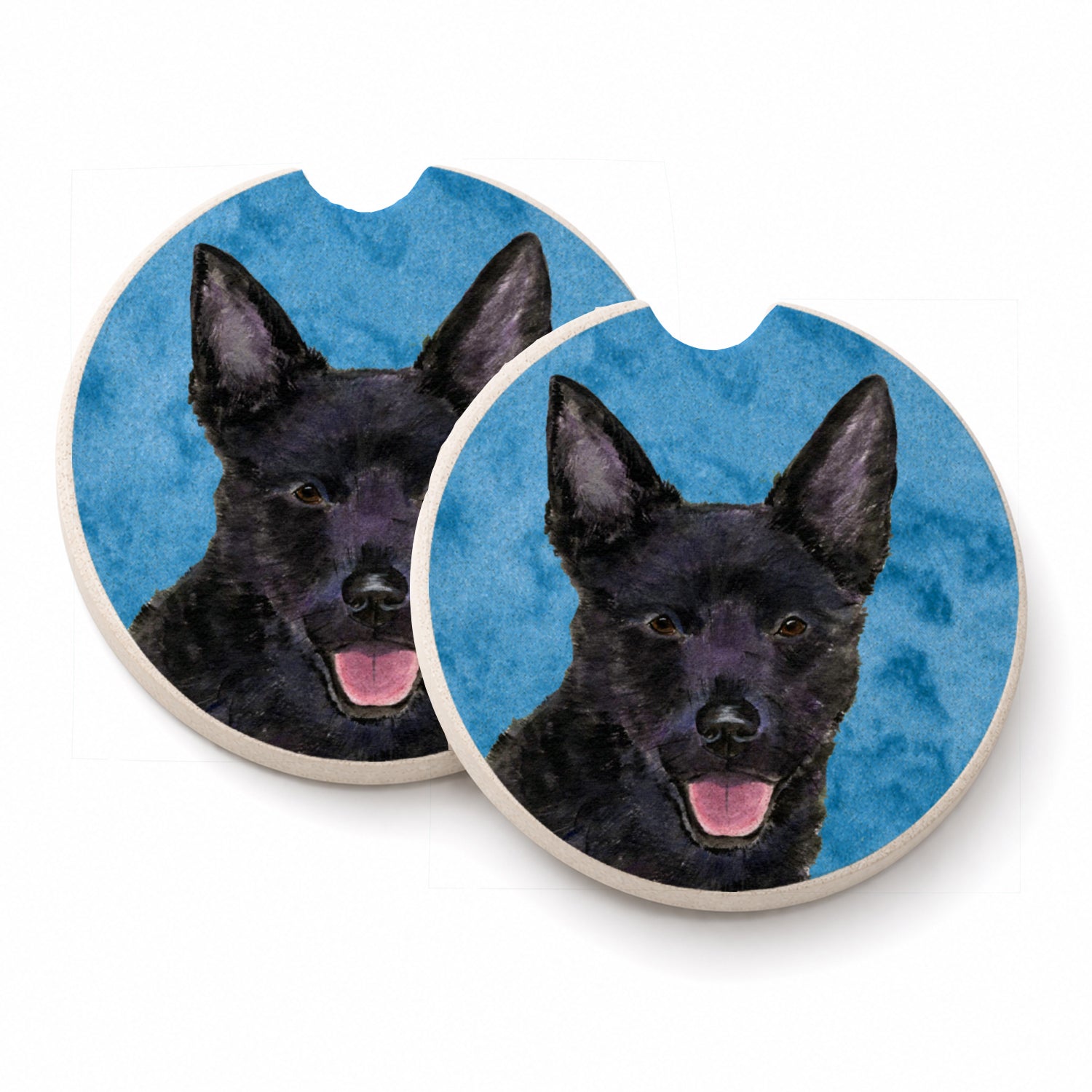 Blue Australian Kelpie Set of 2 Cup Holder Car Coasters Absorbent Round Sandstone Coasters Gifts for Men or Women, 2.5, Multicolor