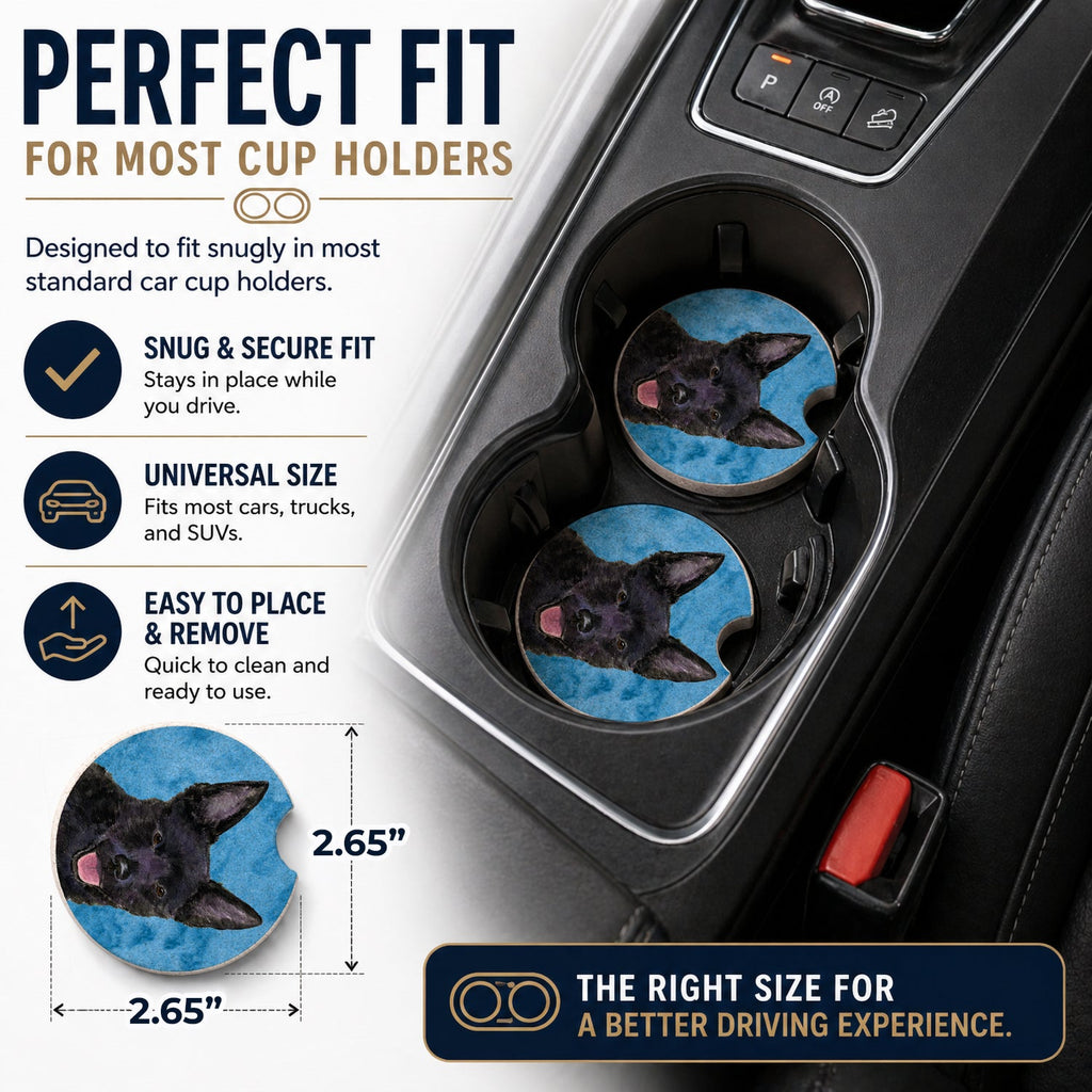 Blue Australian Kelpie Set of 2 Cup Holder Car Coasters Absorbent Round Sandstone Coasters Gifts for Men or Women, 2.5, Multicolor