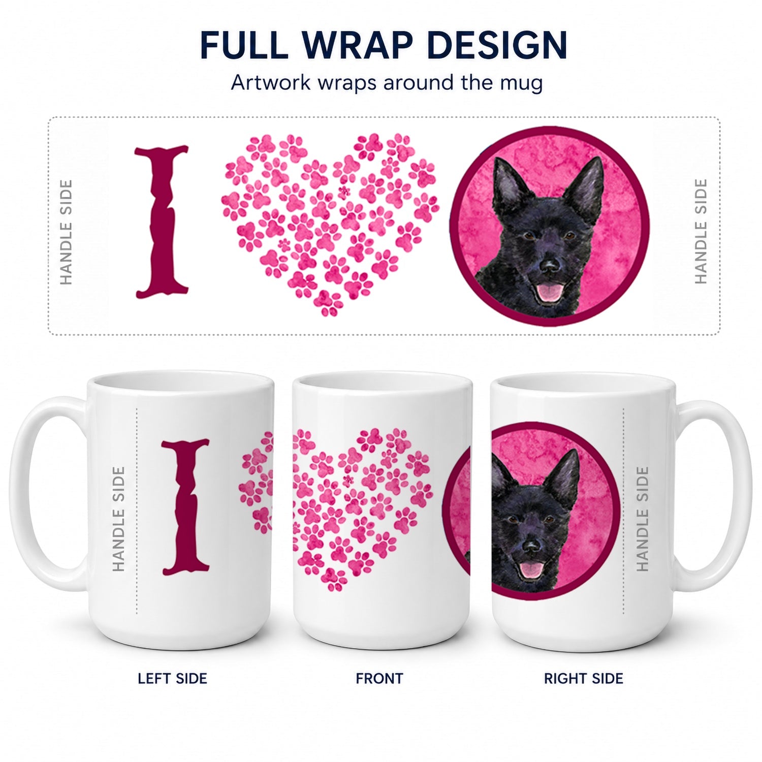 Pink Australian Kelpie Ceramic Coffee Mug 15 oz Decorative Large C Handle Mug Cup for Tea, Cocoa Hot Chocolate