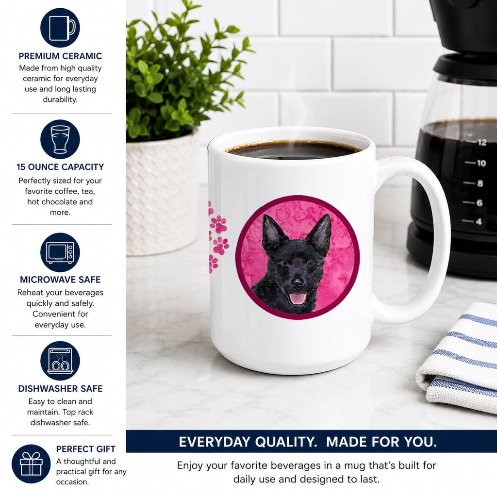 Pink Australian Kelpie Ceramic Coffee Mug 15 oz Decorative Large C Handle Mug Cup for Tea, Cocoa Hot Chocolate