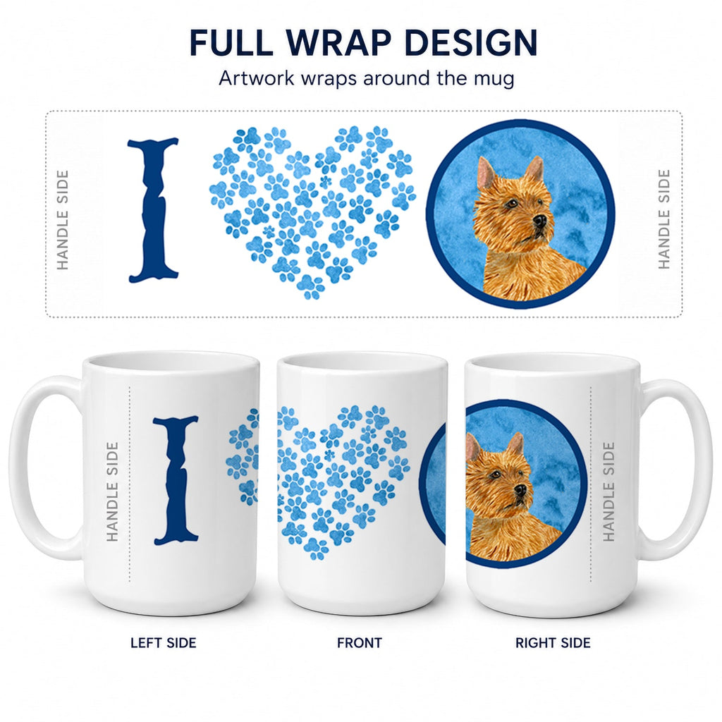 Blue Norwich Terrier Ceramic Coffee Mug 15 oz Decorative Large C Handle Mug Cup for Tea, Cocoa Hot Chocolate