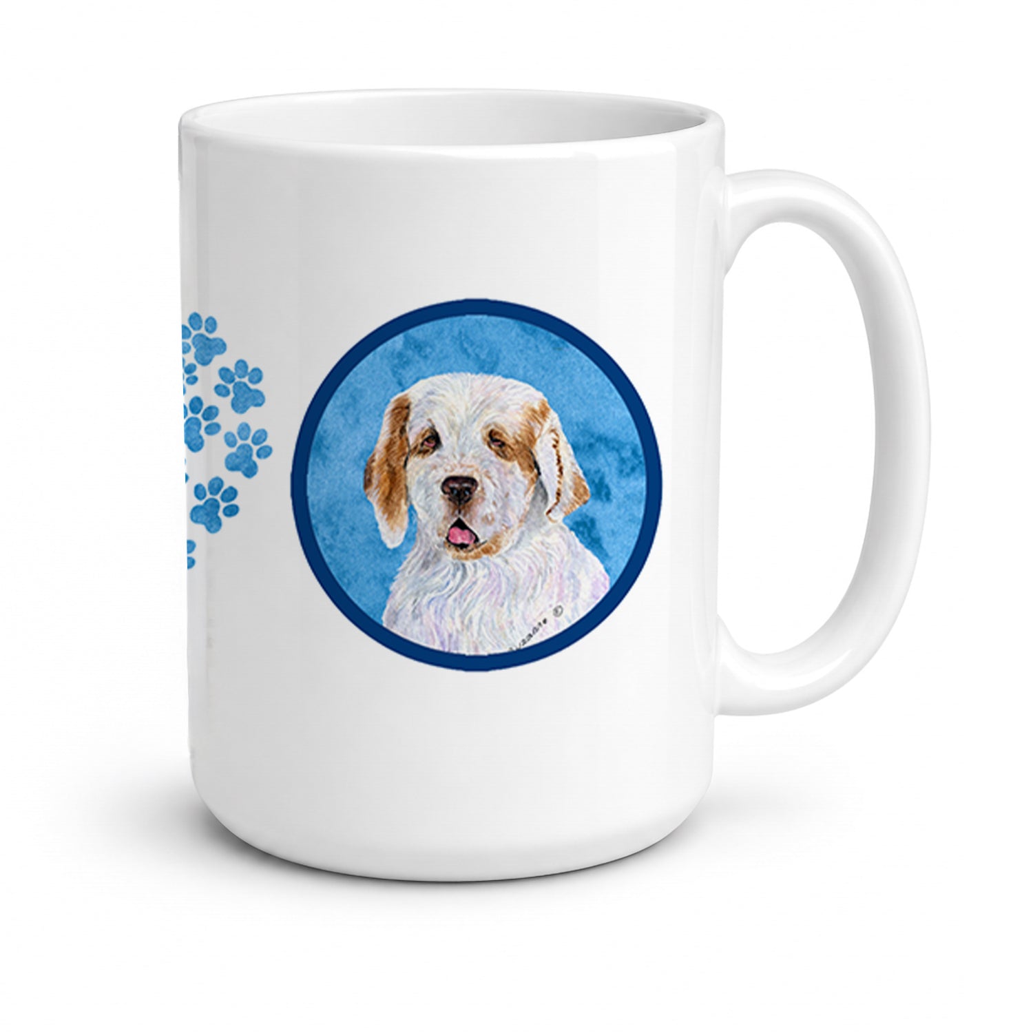 Blue Clumber Spaniel Ceramic Coffee Mug 15 oz Decorative Large C Handle Mug Cup for Tea, Cocoa Hot Chocolate