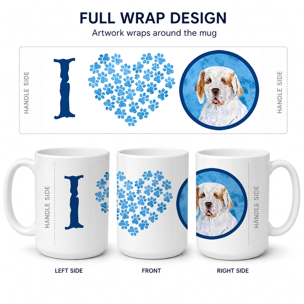 Blue Clumber Spaniel Ceramic Coffee Mug 15 oz Decorative Large C Handle Mug Cup for Tea, Cocoa Hot Chocolate