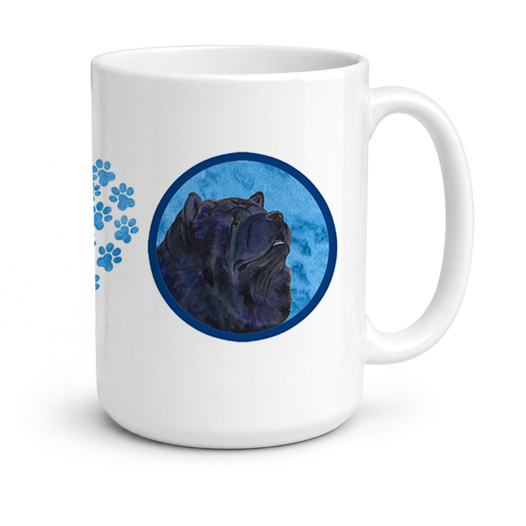 Blue Chow Chow Ceramic Coffee Mug 15 oz Decorative Large C Handle Mug Cup for Tea, Cocoa Hot Chocolate