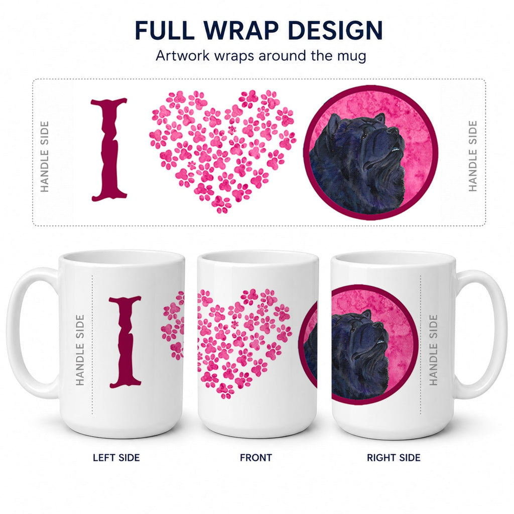 Pink Chow Chow Ceramic Coffee Mug 15 oz Decorative Large C Handle Mug Cup for Tea, Cocoa Hot Chocolate