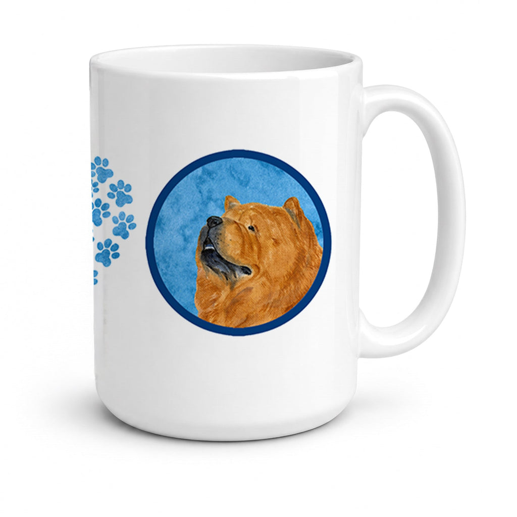 Blue Chow Chow Ceramic Coffee Mug 15 oz Decorative Large C Handle Mug Cup for Tea, Cocoa Hot Chocolate