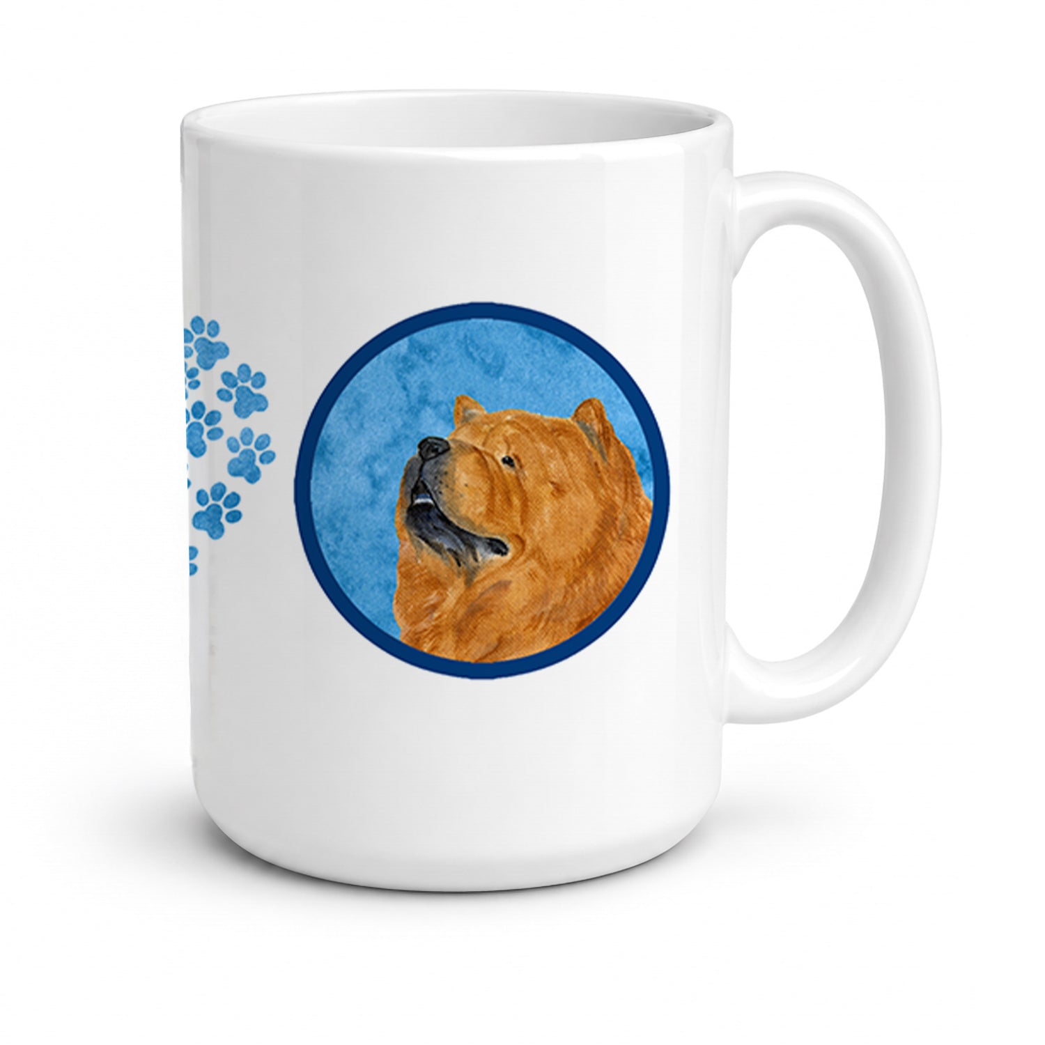 Blue Chow Chow Ceramic Coffee Mug 15 oz Decorative Large C Handle Mug Cup for Tea, Cocoa Hot Chocolate