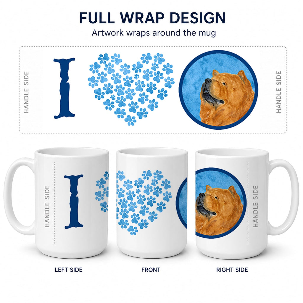 Blue Chow Chow Ceramic Coffee Mug 15 oz Decorative Large C Handle Mug Cup for Tea, Cocoa Hot Chocolate