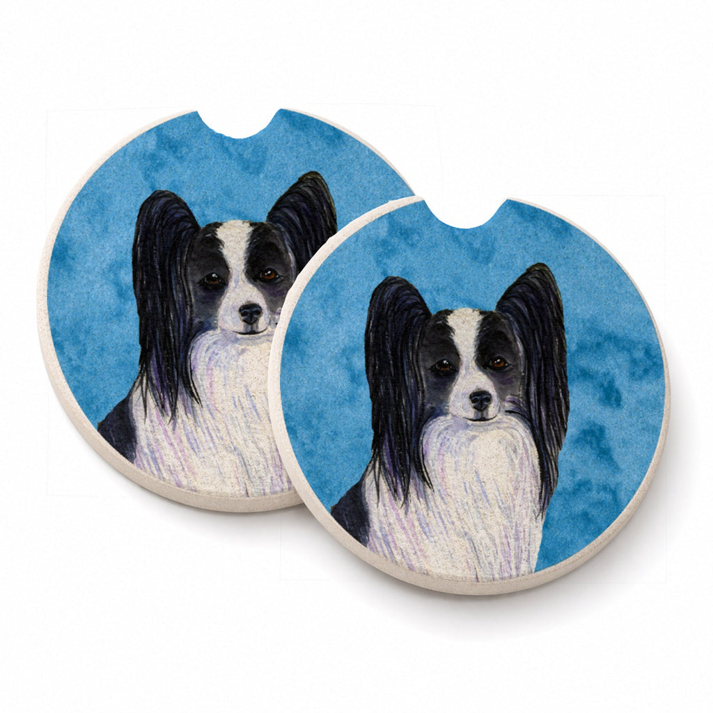 Blue Papillon Set of 2 Cup Holder Car Coasters Absorbent Round Sandstone Coasters Gifts for Men or Women, 2.5, Multicolor
