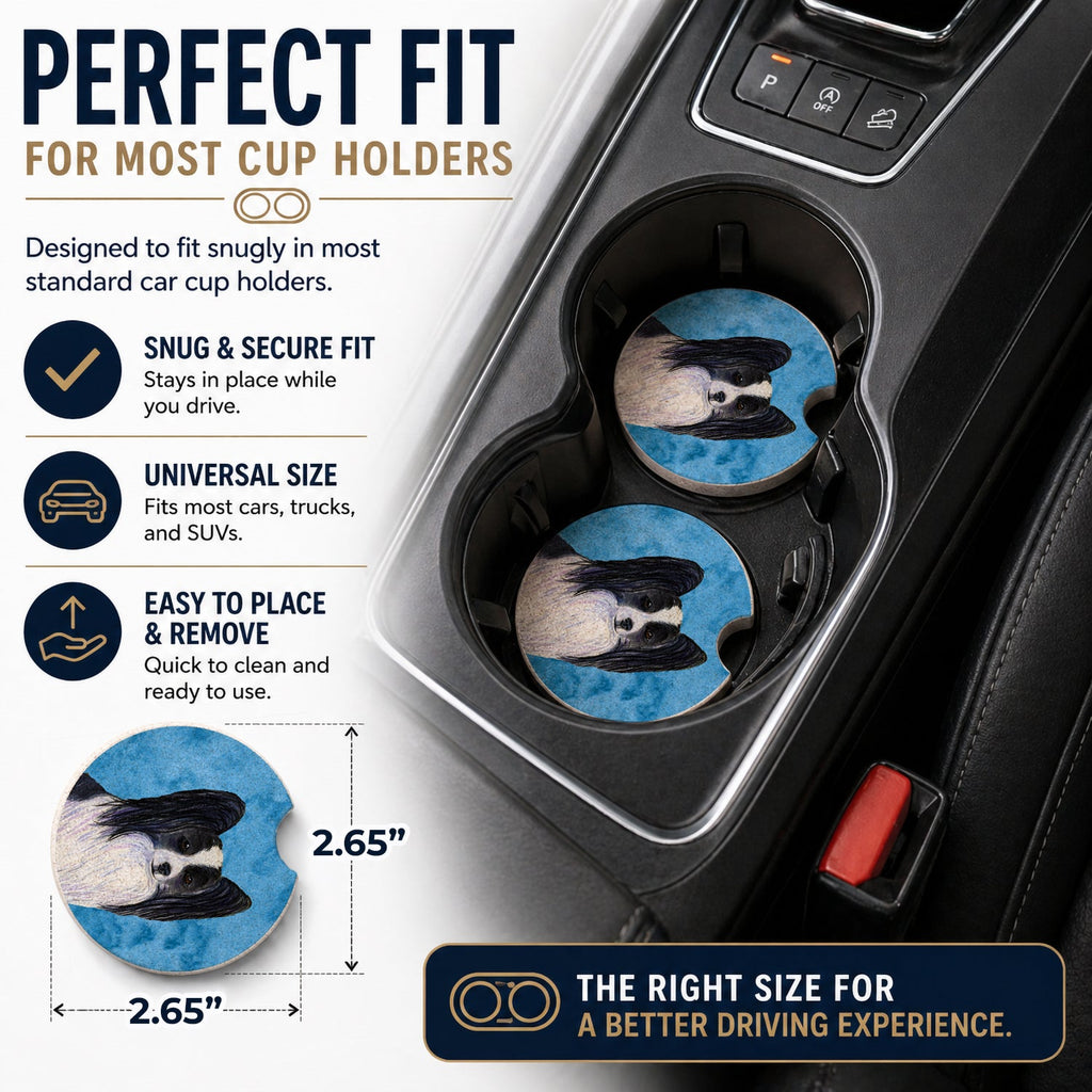 Blue Papillon Set of 2 Cup Holder Car Coasters Absorbent Round Sandstone Coasters Gifts for Men or Women, 2.5, Multicolor