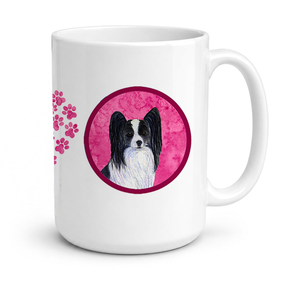 Pink Papillon Ceramic Coffee Mug 15 oz Decorative Large C Handle Mug Cup for Tea, Cocoa Hot Chocolate