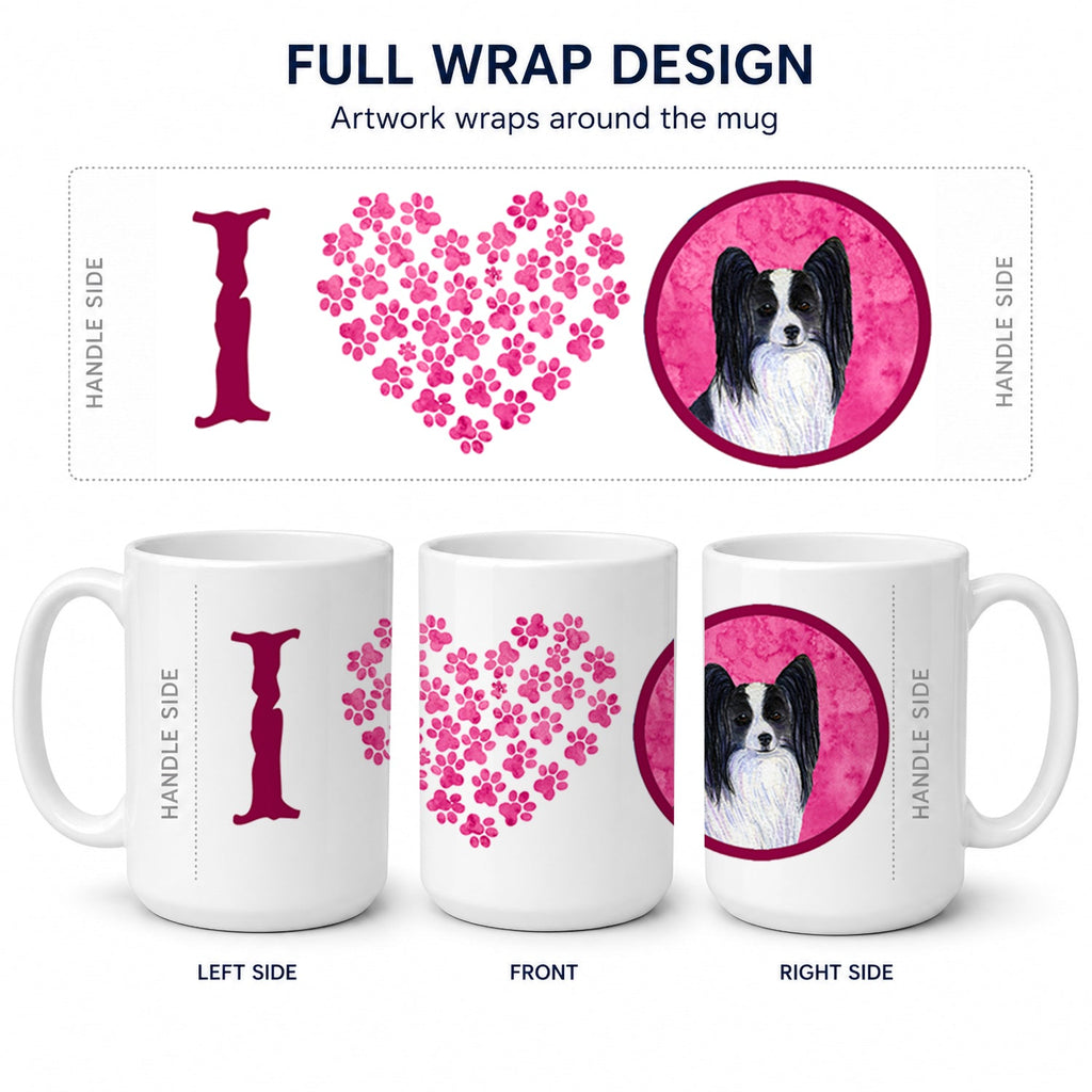 Pink Papillon Ceramic Coffee Mug 15 oz Decorative Large C Handle Mug Cup for Tea, Cocoa Hot Chocolate