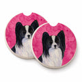Pink Papillon Set of 2 Cup Holder Car Coasters Absorbent Round Sandstone Coasters Gifts for Men or Women, 2.5, Multicolor