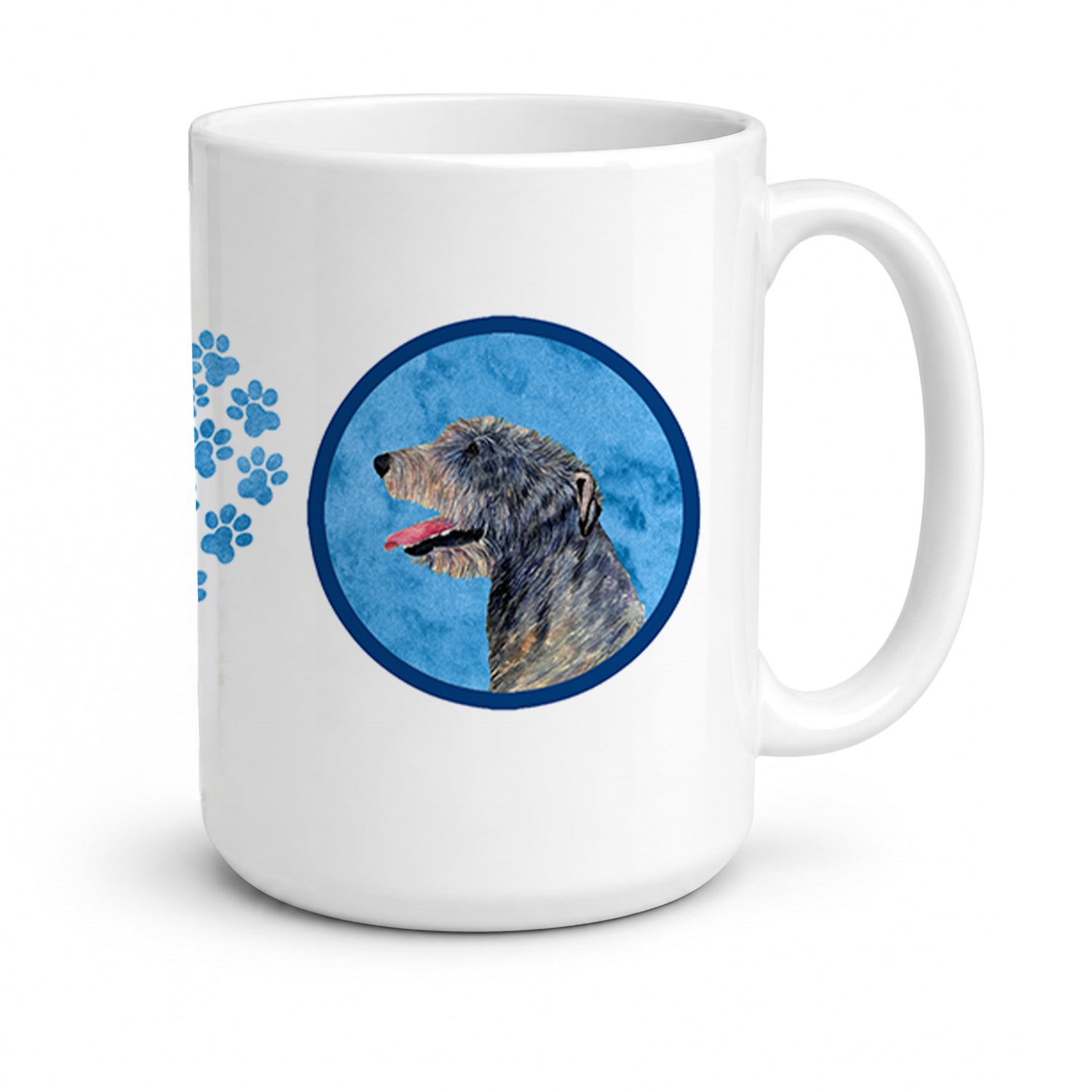 Blue Irish Wolfhound Ceramic Coffee Mug 15 oz Decorative Large C Handle Mug Cup for Tea, Cocoa Hot Chocolate