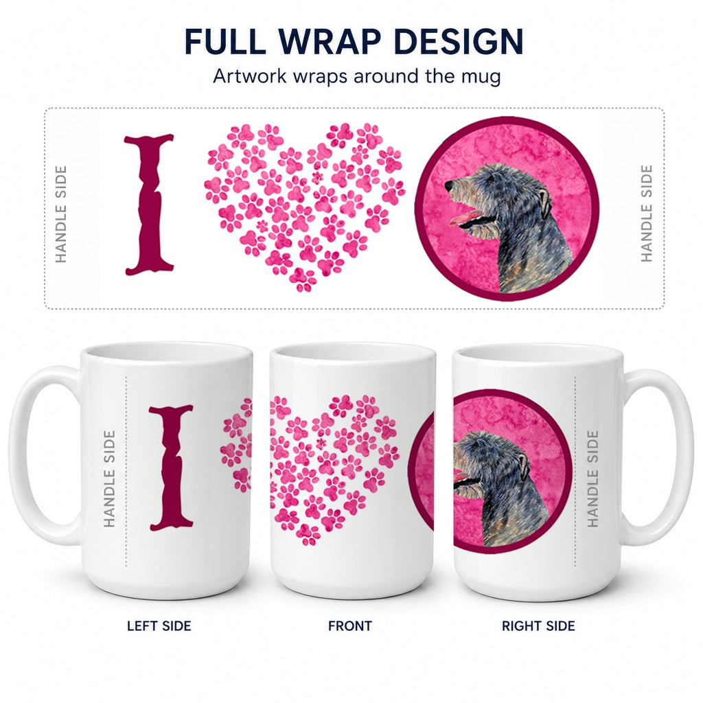 Pink Irish Wolfhound Ceramic Coffee Mug 15 oz Decorative Large C Handle Mug Cup for Tea, Cocoa Hot Chocolate