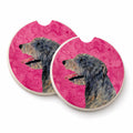 Pink Irish Wolfhound Set of 2 Cup Holder Car Coasters Absorbent Round Sandstone Coasters Gifts for Men or Women, 2.5, Multicolor