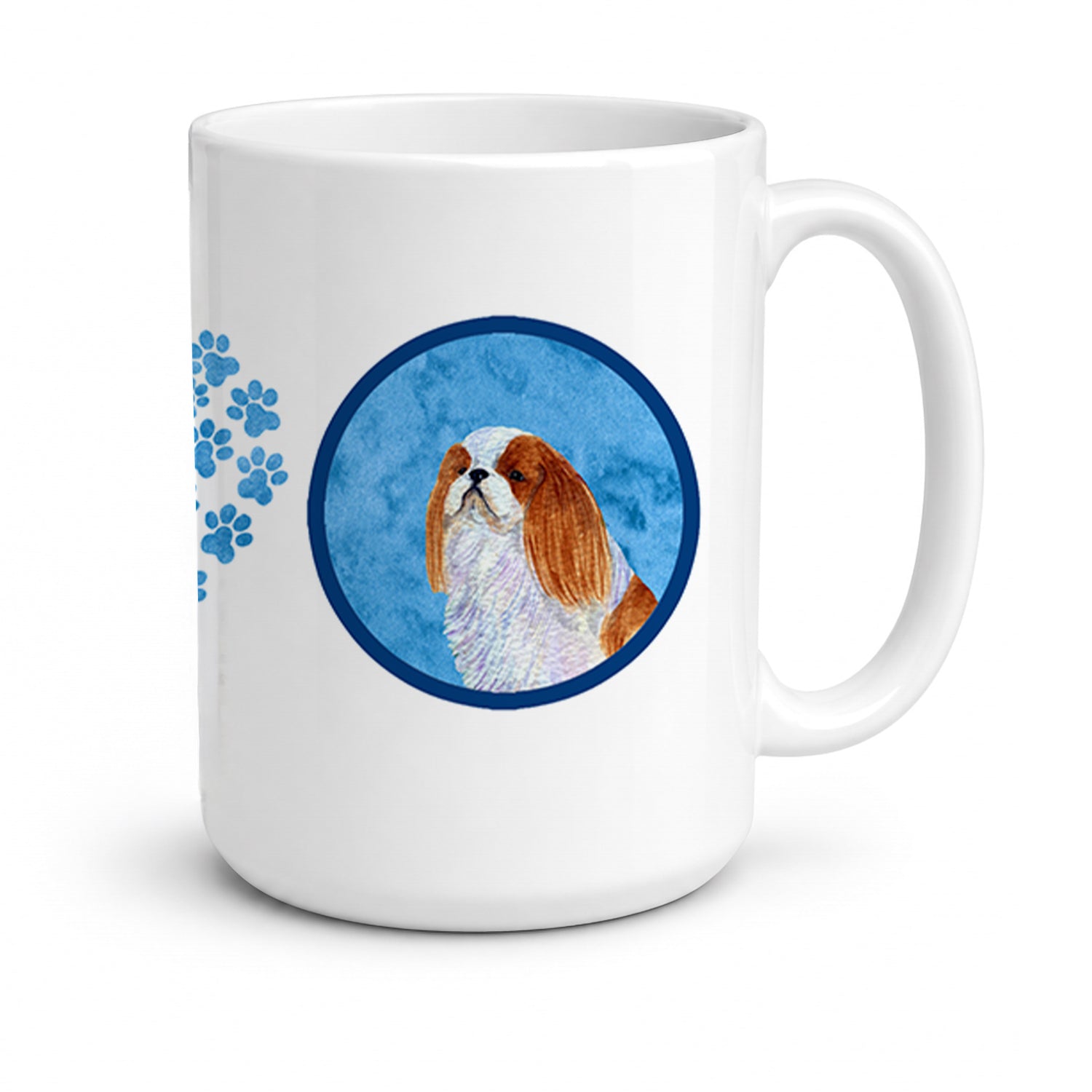 Blue English Toy Spaniel Ceramic Coffee Mug 15 oz Decorative Large C Handle Mug Cup for Tea, Cocoa Hot Chocolate