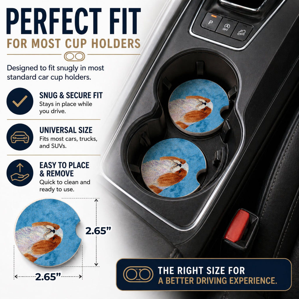 Blue English Toy Spaniel Set of 2 Cup Holder Car Coasters Absorbent Round Sandstone Coasters Gifts for Men or Women, 2.5, Multicolor