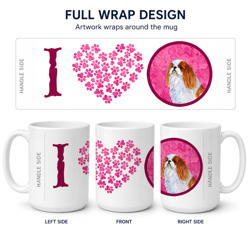 Pink English Toy Spaniel Ceramic Coffee Mug 15 oz Decorative Large C Handle Mug Cup for Tea, Cocoa Hot Chocolate