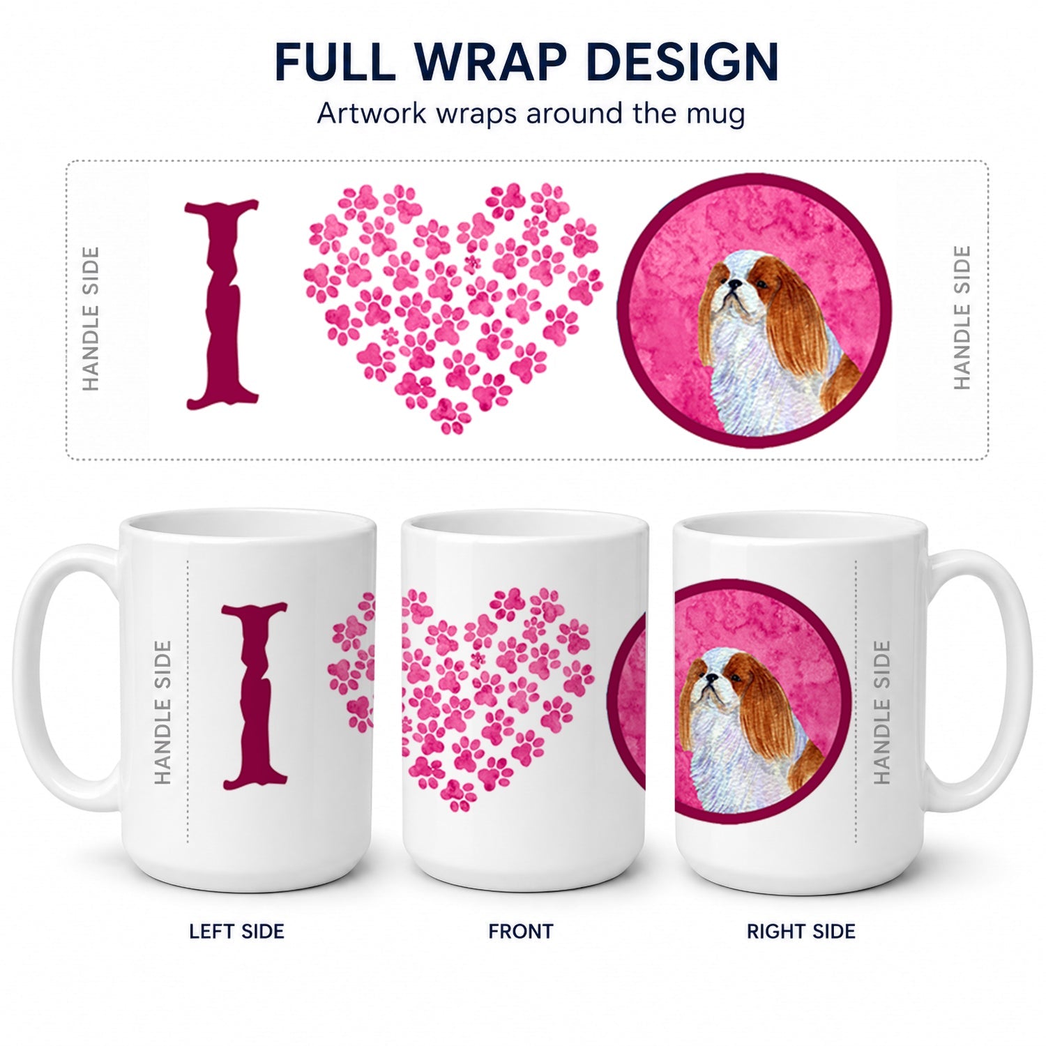 Pink English Toy Spaniel Ceramic Coffee Mug 15 oz Decorative Large C Handle Mug Cup for Tea, Cocoa Hot Chocolate